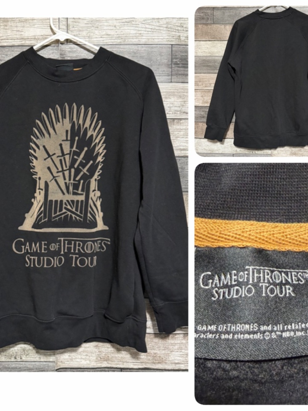 Game Of Thrones Studio Tour Throne Sweatshirt Size L Black Pullover Fleece